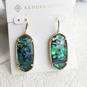 NEW Kendra Scott Faceted Elle Gold Abalone Drop Earrings Authentic